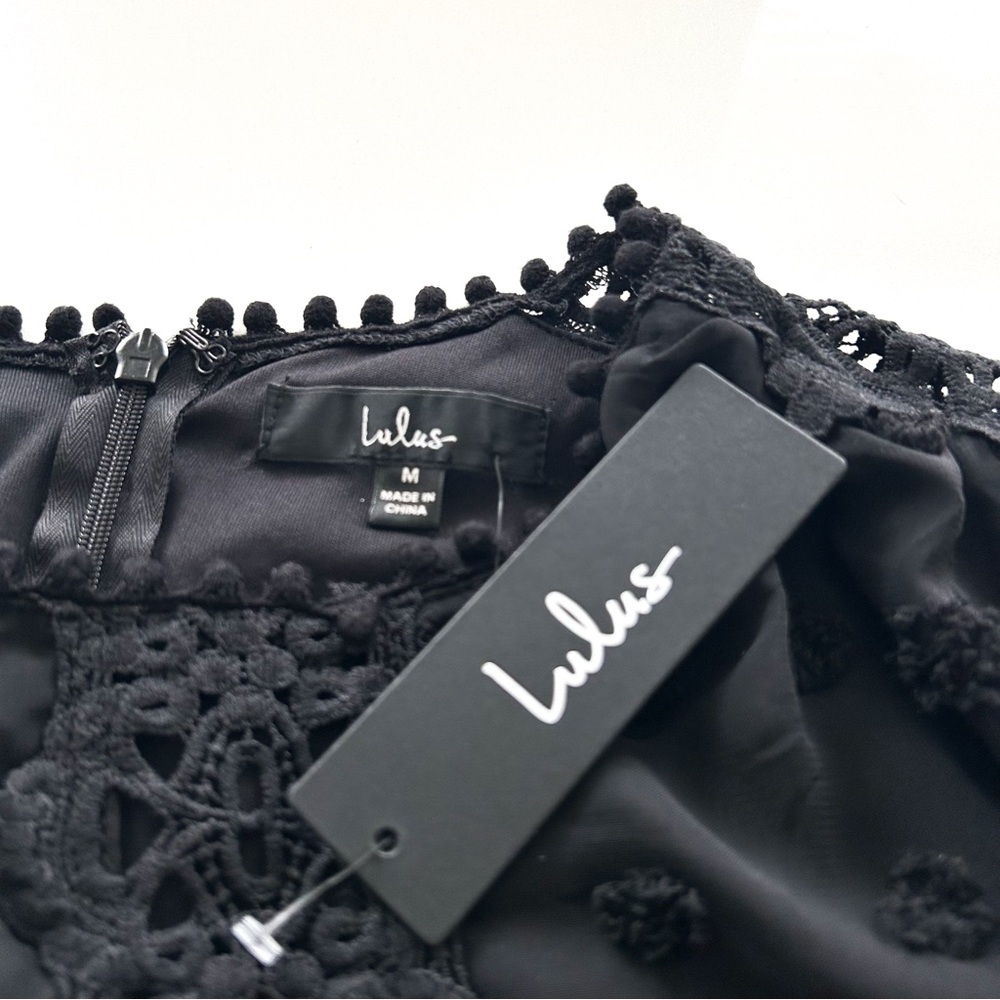 Lulus Black Lace Embroidered Long Sleeve Mini Dress NWT Size M - Picture 11 of 15